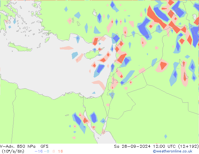 V-Adv. 850 hPa GFS Sa 28.09.2024 12 UTC