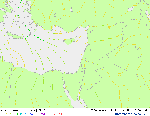 Streamlines 10m GFS Září 2024