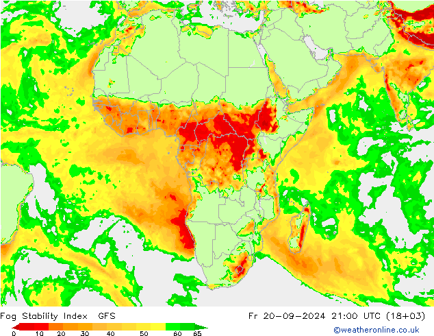 Fog Stability Index GFS  20.09.2024 21 UTC