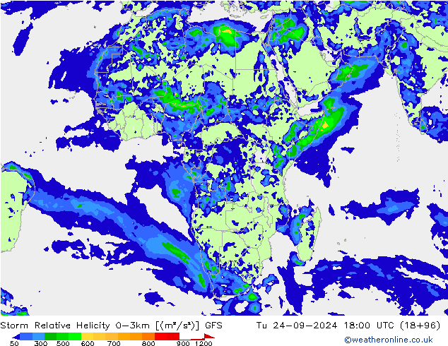 Storm Relative Helicity GFS September 2024