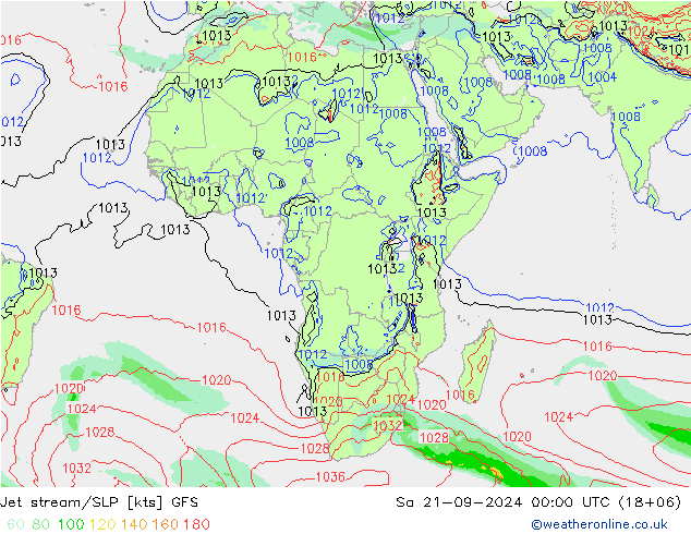 Jet stream/SLP GFS Sa 21.09.2024 00 UTC