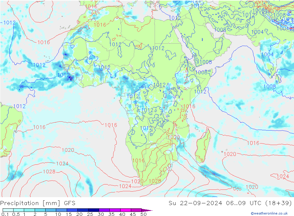 Yağış GFS Paz 22.09.2024 09 UTC