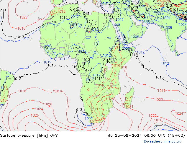 Surface pressure GFS Mo 23.09.2024 06 UTC