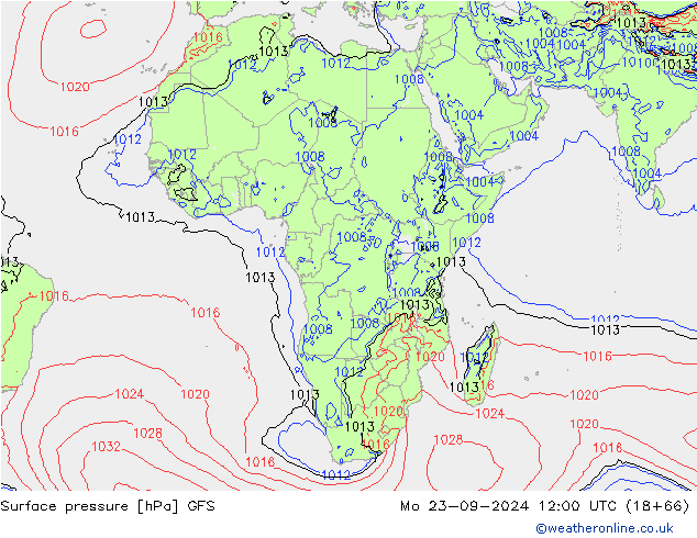 Surface pressure GFS Mo 23.09.2024 12 UTC