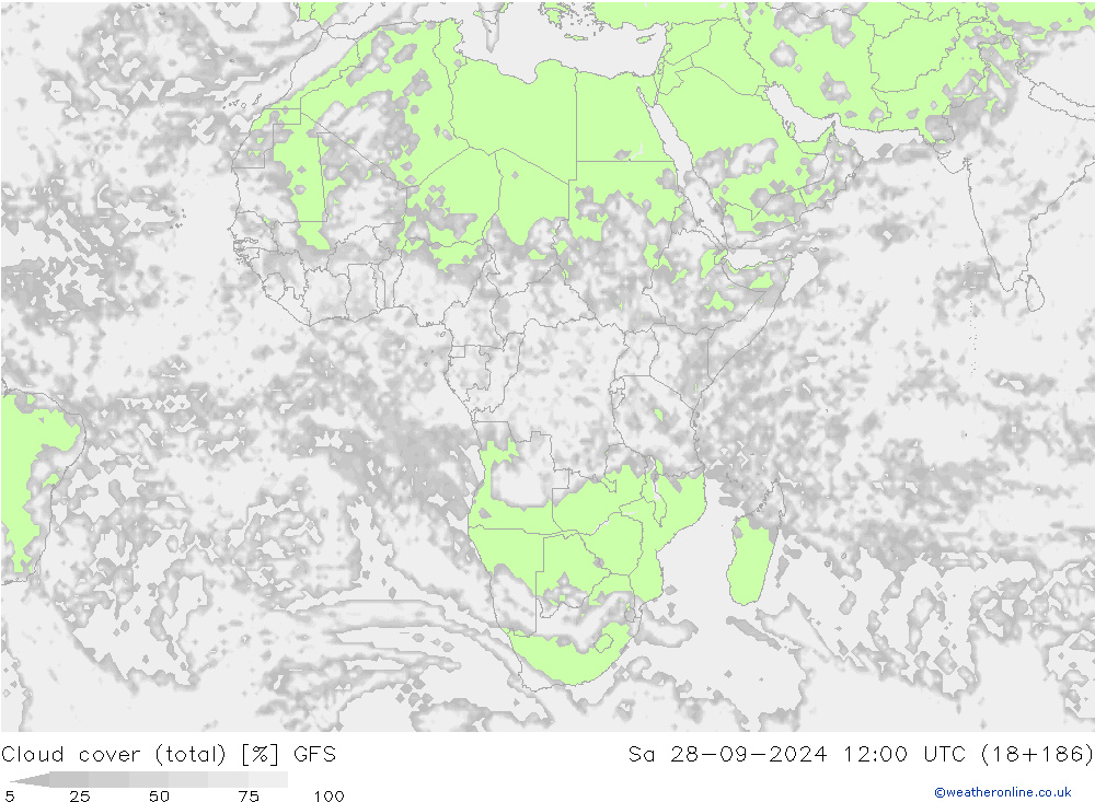 Bewolking (Totaal) GFS za 28.09.2024 12 UTC