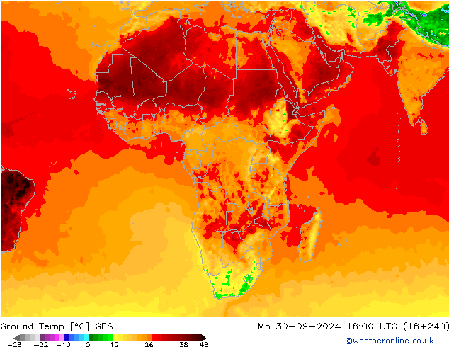 Bodentemperatur GFS Mo 30.09.2024 18 UTC