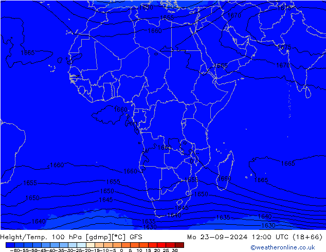 Height/Temp. 100 hPa GFS Po 23.09.2024 12 UTC