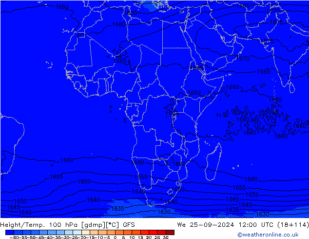 Height/Temp. 100 hPa GFS We 25.09.2024 12 UTC