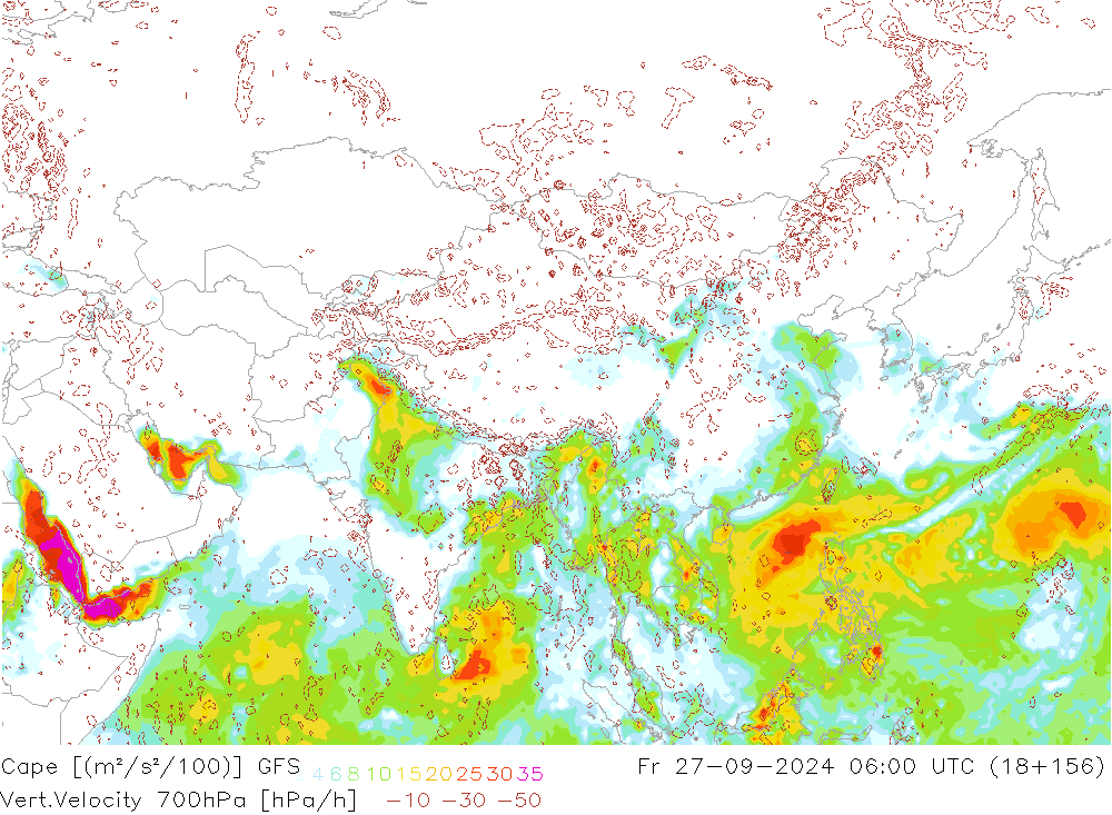 Cape GFS Pá 27.09.2024 06 UTC