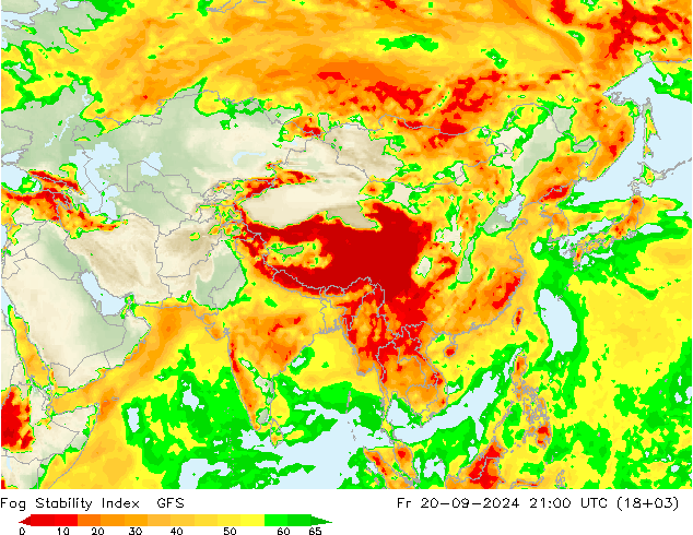 Fog Stability Index GFS Pá 20.09.2024 21 UTC