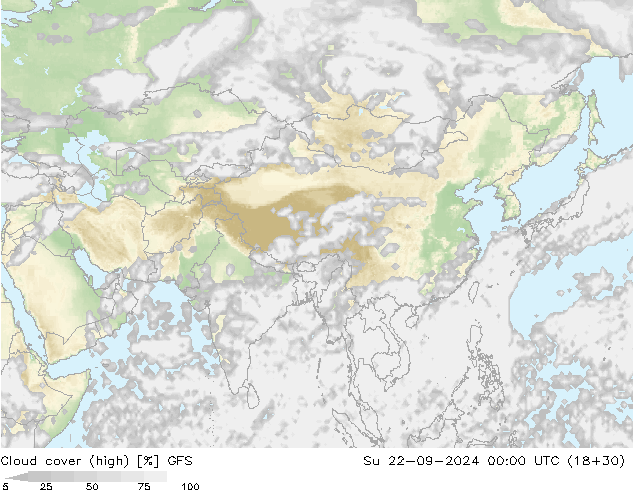 облака (средний) GFS Вс 22.09.2024 00 UTC