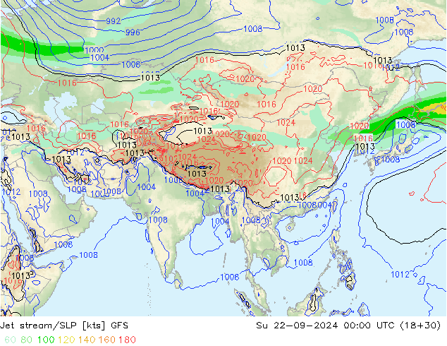 Jet stream/SLP GFS Su 22.09.2024 00 UTC