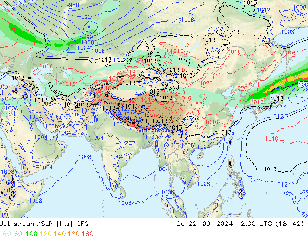 джет/приземное давление GFS Вс 22.09.2024 12 UTC