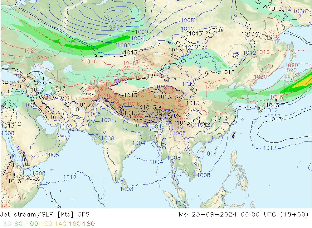 Jet stream GFS Seg 23.09.2024 06 UTC