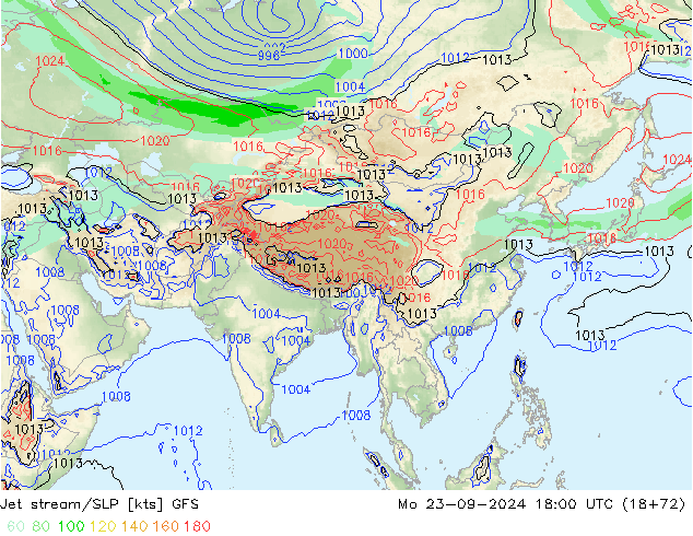 Polarjet/Bodendruck GFS Mo 23.09.2024 18 UTC