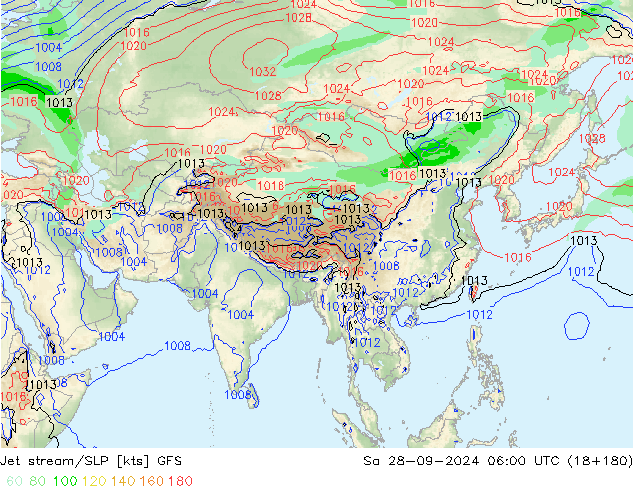 джет/приземное давление GFS сб 28.09.2024 06 UTC