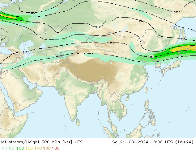 Jet stream GFS Sáb 21.09.2024 18 UTC