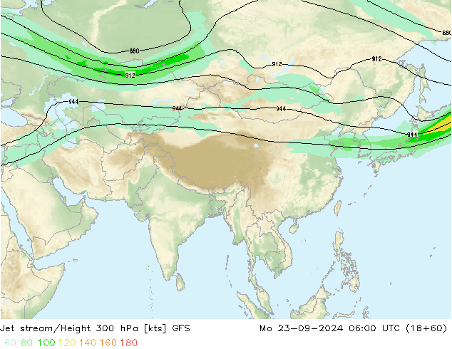 Corriente en chorro GFS lun 23.09.2024 06 UTC