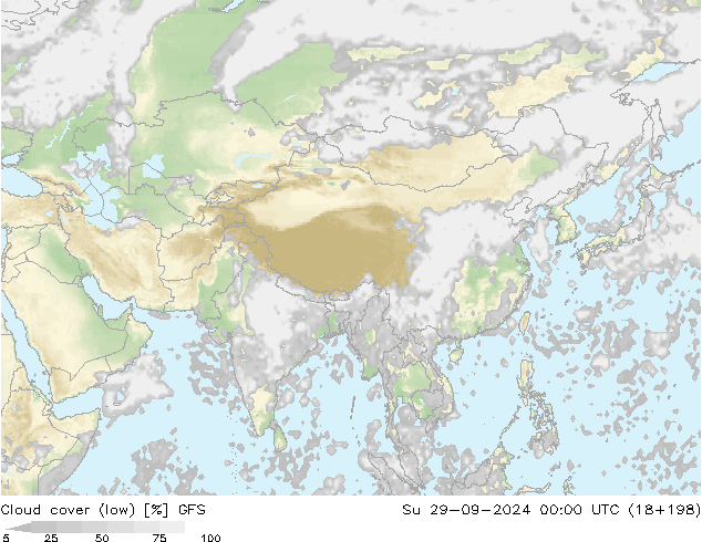 Cloud cover (low) GFS September 2024