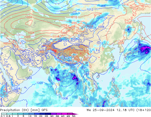 Z500/Rain (+SLP)/Z850 GFS We 25.09.2024 18 UTC