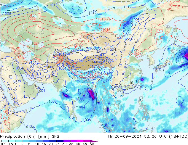 Z500/Rain (+SLP)/Z850 GFS Th 26.09.2024 06 UTC