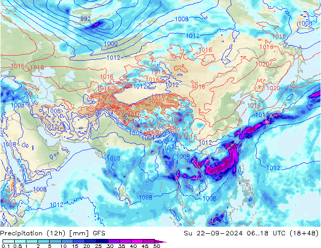  (12h) GFS  22.09.2024 18 UTC