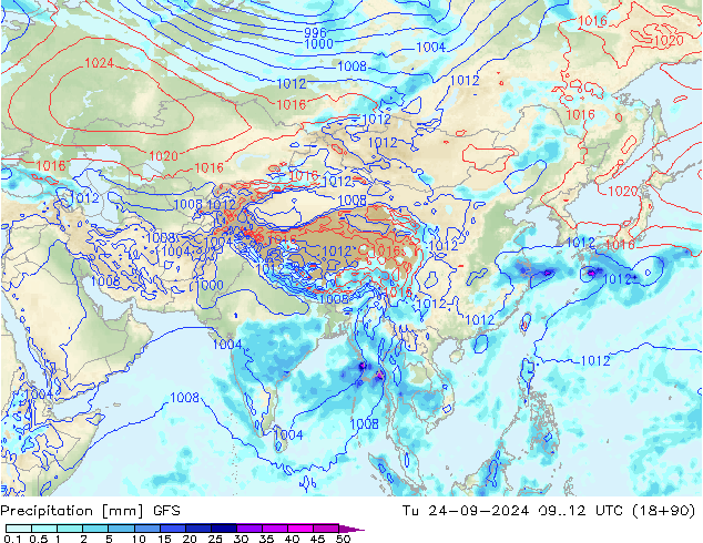 Precipitación GFS mar 24.09.2024 12 UTC