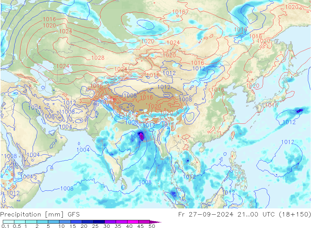 Precipitación GFS vie 27.09.2024 00 UTC