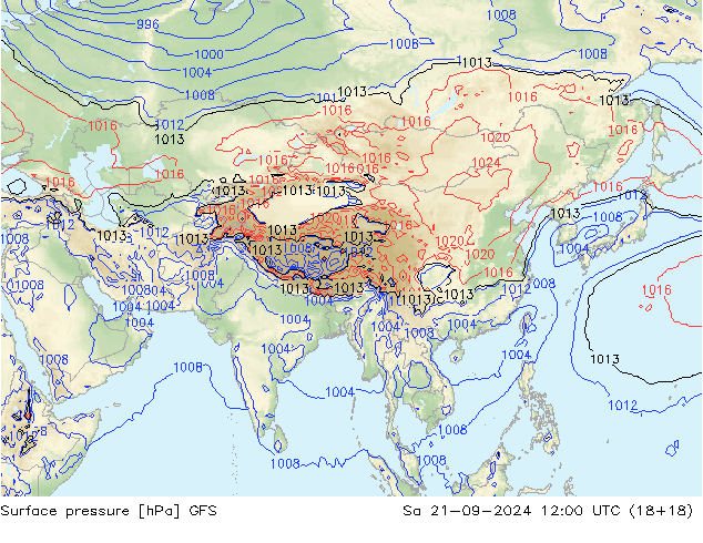 Surface pressure GFS Sa 21.09.2024 12 UTC