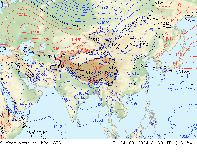 Surface pressure GFS Tu 24.09.2024 06 UTC