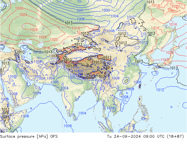 приземное давление GFS вт 24.09.2024 09 UTC