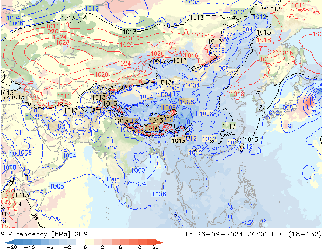 SLP tendency GFS Th 26.09.2024 06 UTC