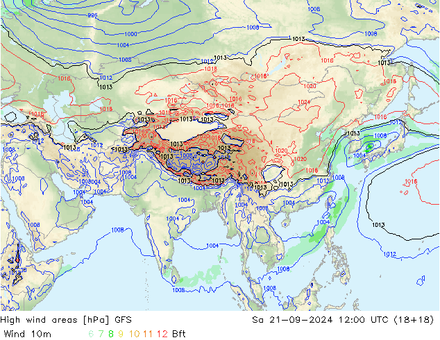 High wind areas GFS Sa 21.09.2024 12 UTC