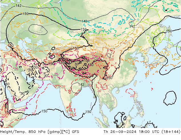 Z500/Rain (+SLP)/Z850 GFS Th 26.09.2024 18 UTC