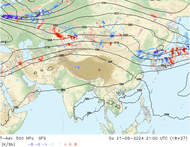 T-Adv. 500 hPa GFS sab 21.09.2024 21 UTC