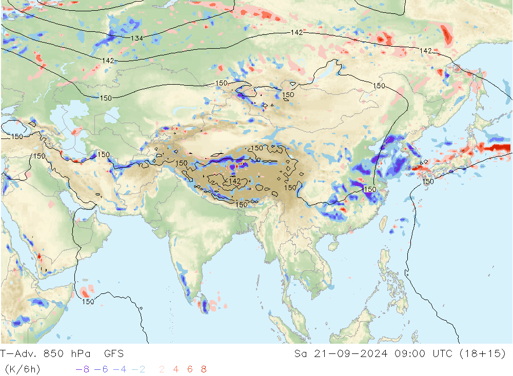 T-Adv. 850 hPa GFS So 21.09.2024 09 UTC