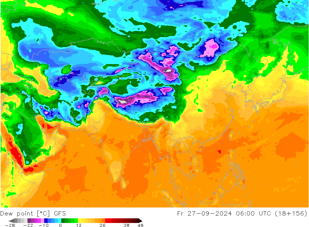 Punto de rocío GFS vie 27.09.2024 06 UTC