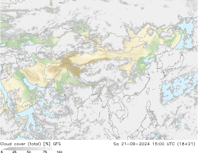 Nubi (totali) GFS sab 21.09.2024 15 UTC