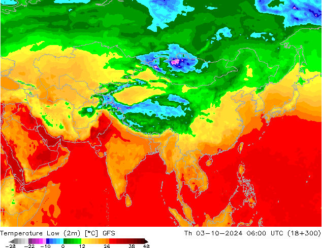 Minumum Değer (2m) GFS Per 03.10.2024 06 UTC