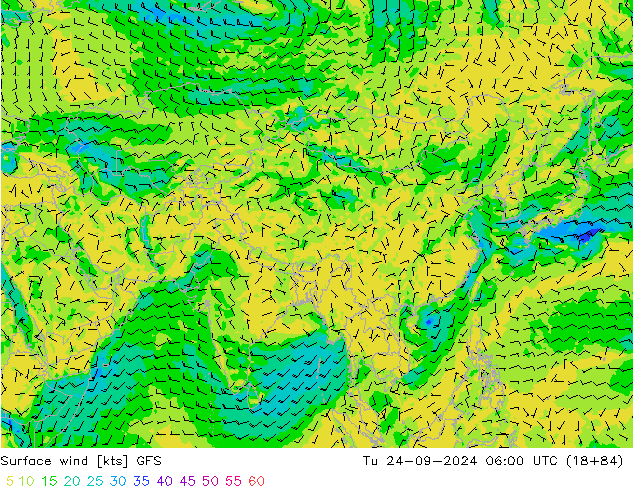 Viento 10 m GFS mar 24.09.2024 06 UTC