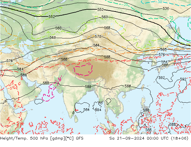 Height/Temp. 500 hPa GFS Sa 21.09.2024 00 UTC