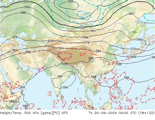 Z500/Rain (+SLP)/Z850 GFS Th 26.09.2024 06 UTC