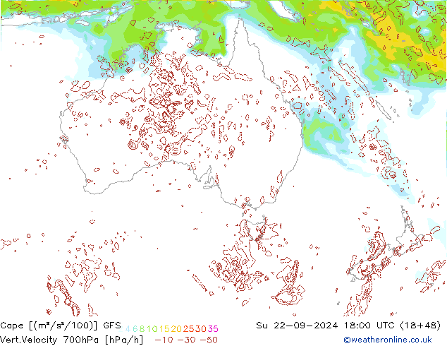 Cape GFS dom 22.09.2024 18 UTC