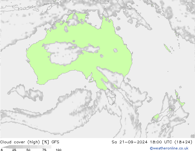 Bewolking (Hoog) GFS za 21.09.2024 18 UTC