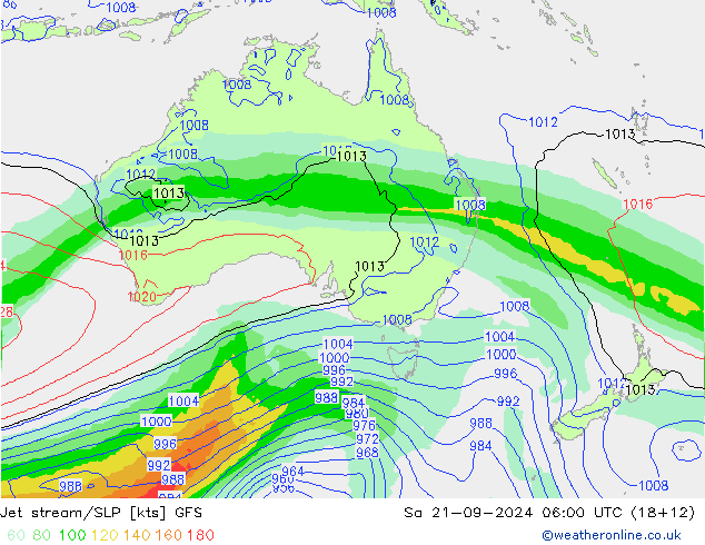 Jet stream/SLP GFS Sa 21.09.2024 06 UTC