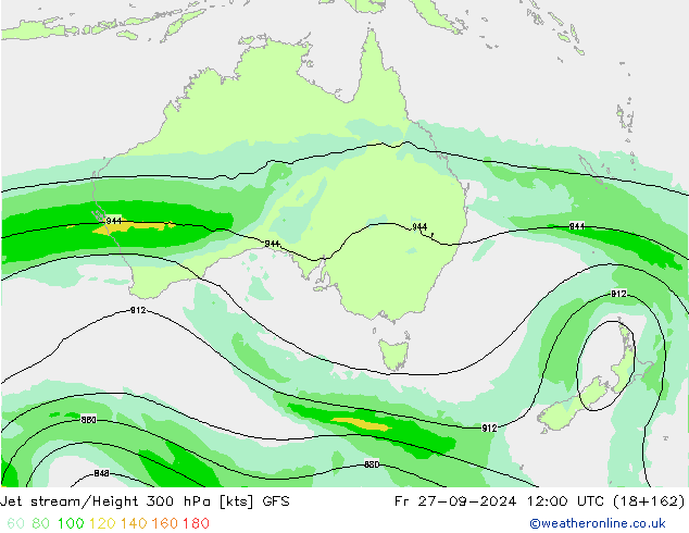 Straalstroom GFS vr 27.09.2024 12 UTC