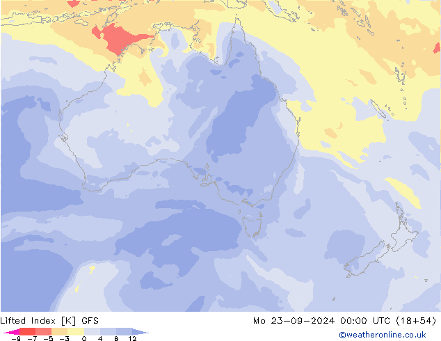 Lifted Index GFS Seg 23.09.2024 00 UTC