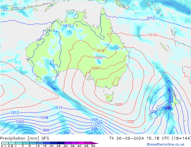 Precipitazione GFS gio 26.09.2024 18 UTC