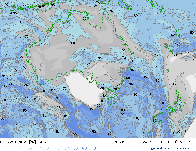 RH 850 hPa GFS Th 26.09.2024 06 UTC