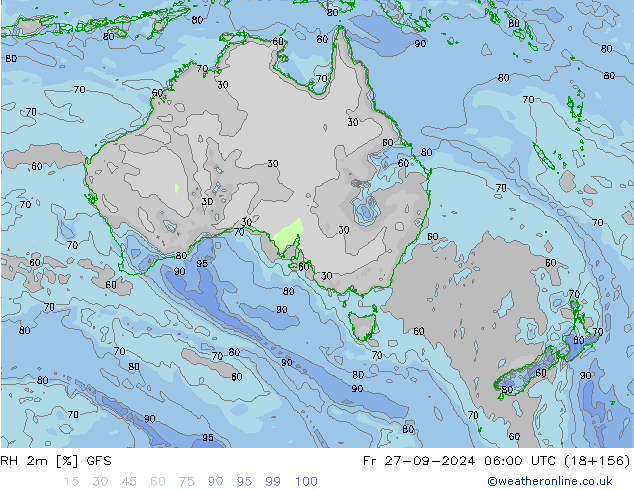 RH 2m GFS Fr 27.09.2024 06 UTC